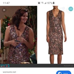 Alice and olivia rose gold sequins dress